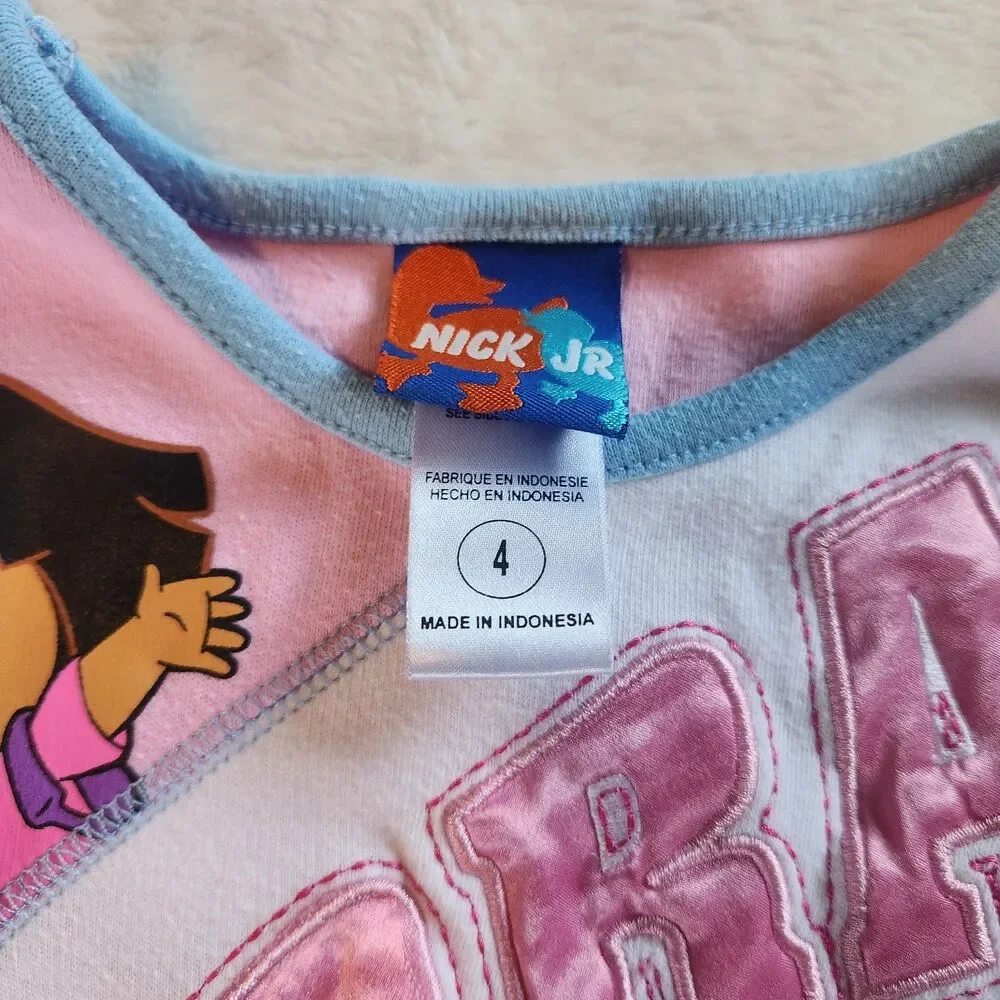 Vintage Y2K Nick Jr Dora The Explorer Fleece Nightgown Sleep Dress Girl Size 4